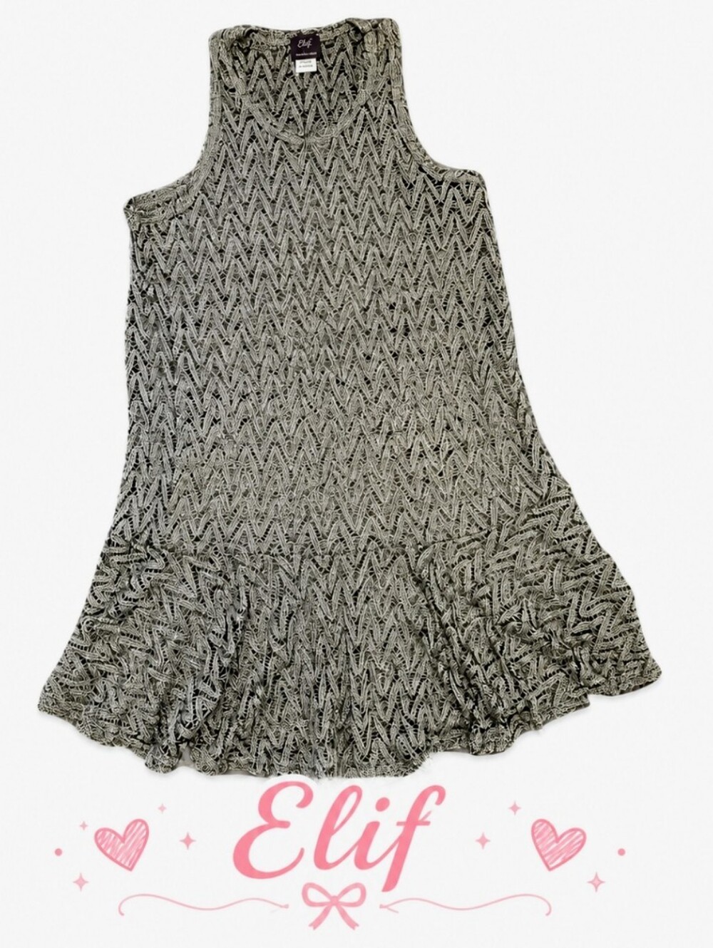 Women's Gray Knit Swim Coverup with Ruffle Hem